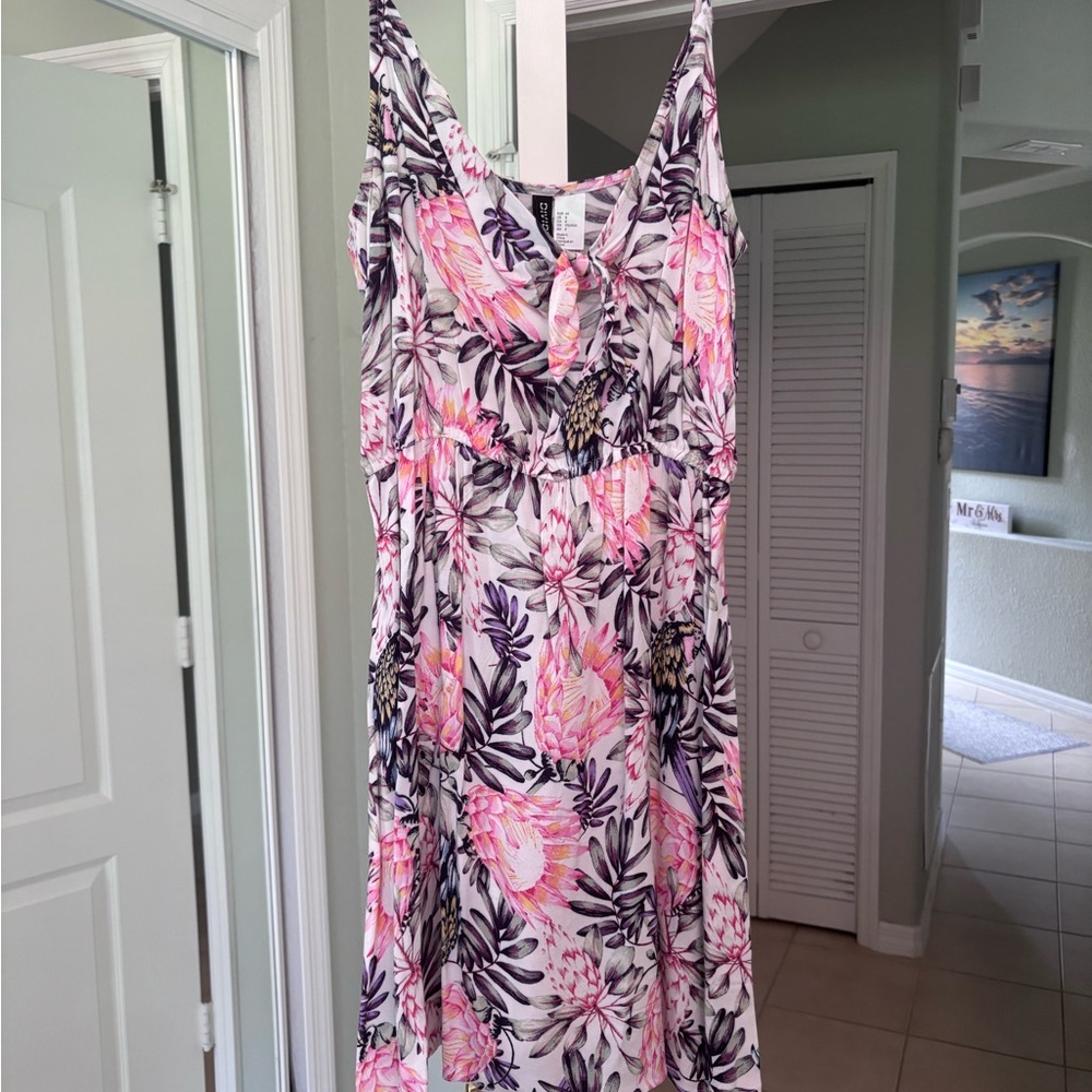 H&M Pink & White Tropical Maxi Dress